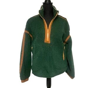 Forest Green‎ and Tan Fleece Quarter Zip Pullover N0599